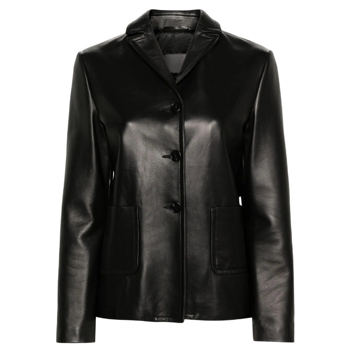 Calia Black Single Breasted Lambskin Blazer