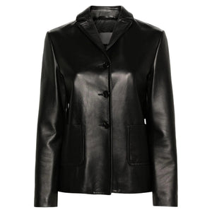 Calia Black Single Breasted Lambskin Blazer