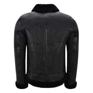 Melnor Shearling Leather Aviator Jacket Black