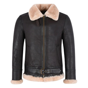Melnor Shearling Leather Aviator Jacket Brown