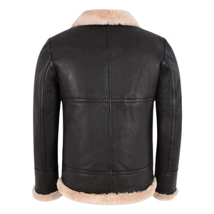 Melnor Shearling Leather Aviator Jacket Brown