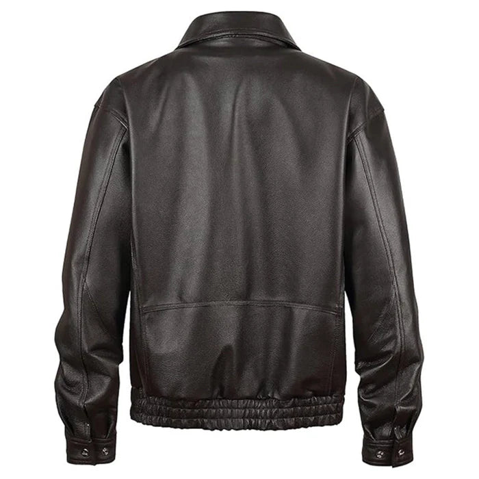 Men's American Style Bomber Leather Jacket