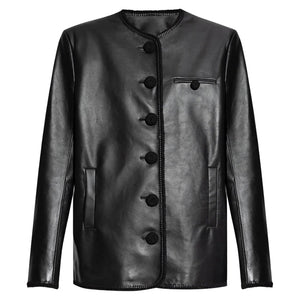 Archer Black Oversized Leather Jacket Blazer