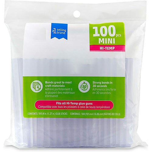 Adtech W229-34ZIP100 Mini Hot Glue Sticks, 100 pack, Clear 100 Count