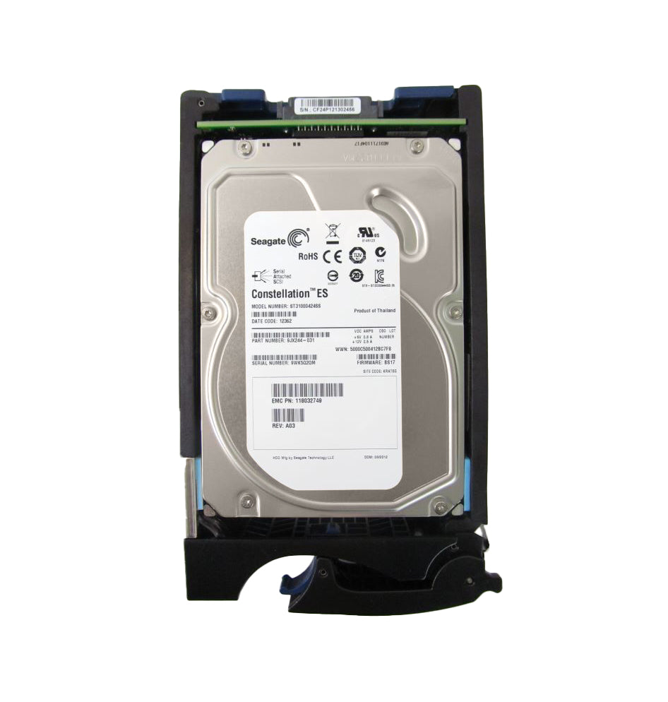 005049407 - EMC 1TB SAS 6Gb/s Hot Swap 7200RPM 3.5-inch Internal Hard Drive with Tray for VNX5100 and VNX5300