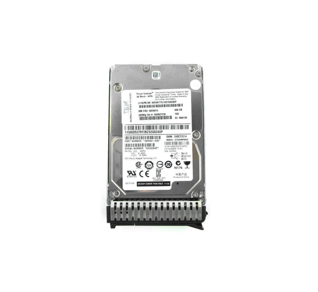 00E9971 - IBM 600GB SAS 6Gb/s 15000RPM (4Kn) 2.5-inch Internal Hard Drive with Tray for Power Systems