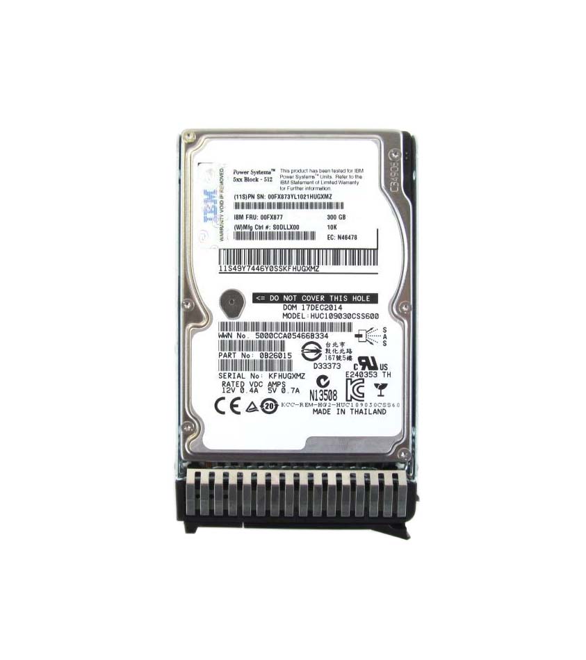 00FX873 - IBM 300GB SAS 6Gb/s 10000RPM 2.5-inch Internal Hard Drive with Tray for Power Systems