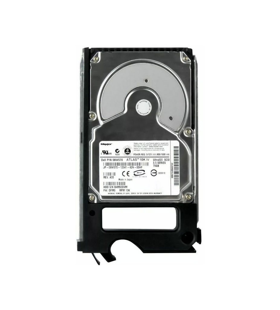 08W570 - Dell 73GB Ultra-320 SCSI 80-Pin Hot Swap 10000RPM 3.5-inch Internal Hard Drive with Tray with Tray for PowerEdge