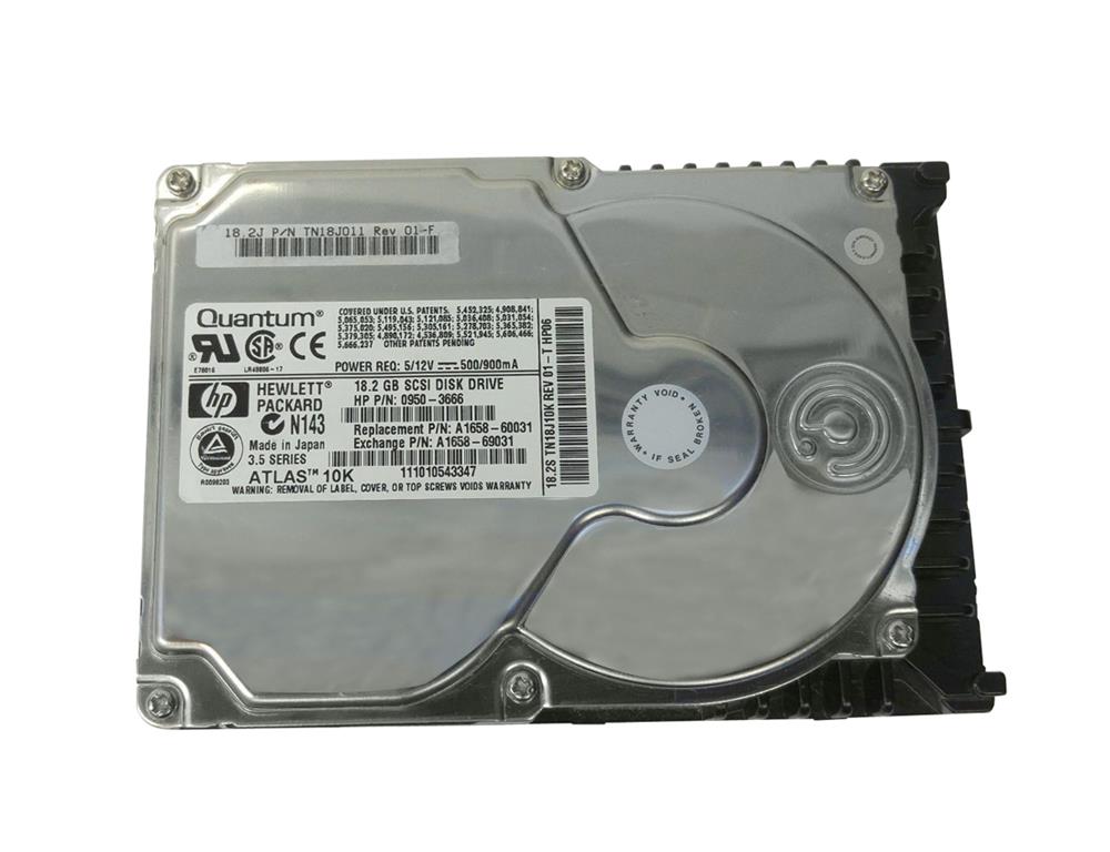 0950-3666 - HP 18.2GB 10000RPM Ultra-160 SCSI LVD 80-Pin Hot-Plug 3.5-inch Hard Drive