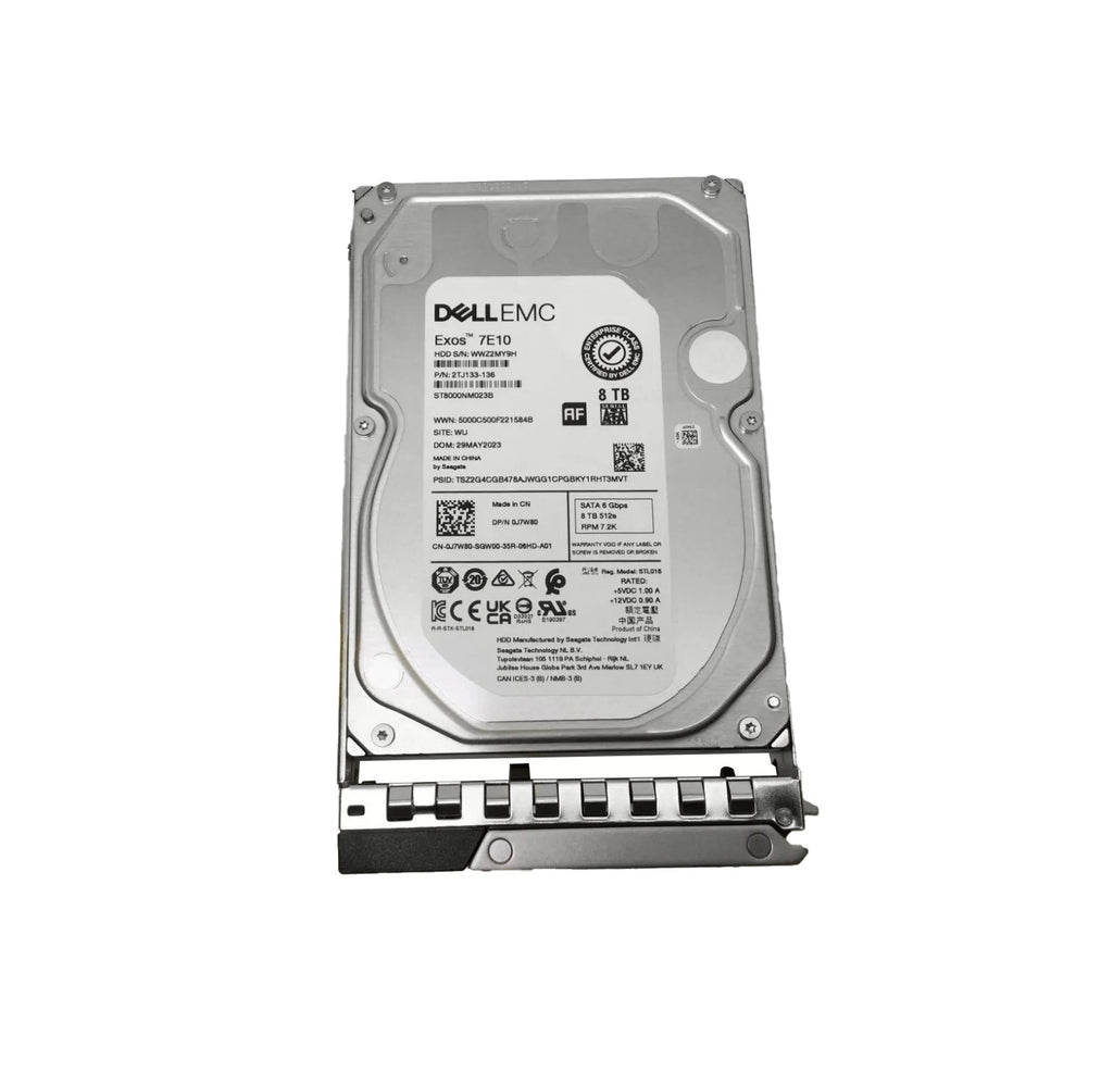 0J7W80 - Dell 8TB SATA 6Gb/s Hot Swap 7200RPM (512e) 3.5-inch Internal Hard Drive with Tray for PowerEdge G14
