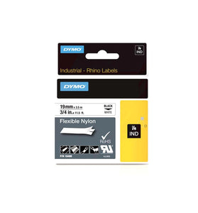 18489 - Dymo Dymo Rhino 3/4In X 11.5Ft, White Flexible Nylon Labels