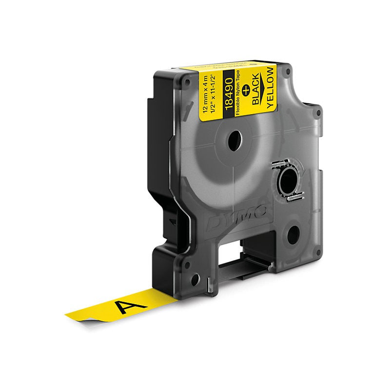 18490 - Dymo Dymo Rhino 1/2In X 11.5Ft, Yellow Flexible Nylon Labels