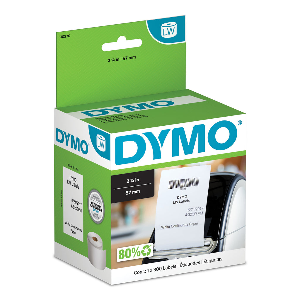 30270 - Dymo Dymo Continuous Receipt Paper Blk On Wht 2.25In X 300Feet Roll