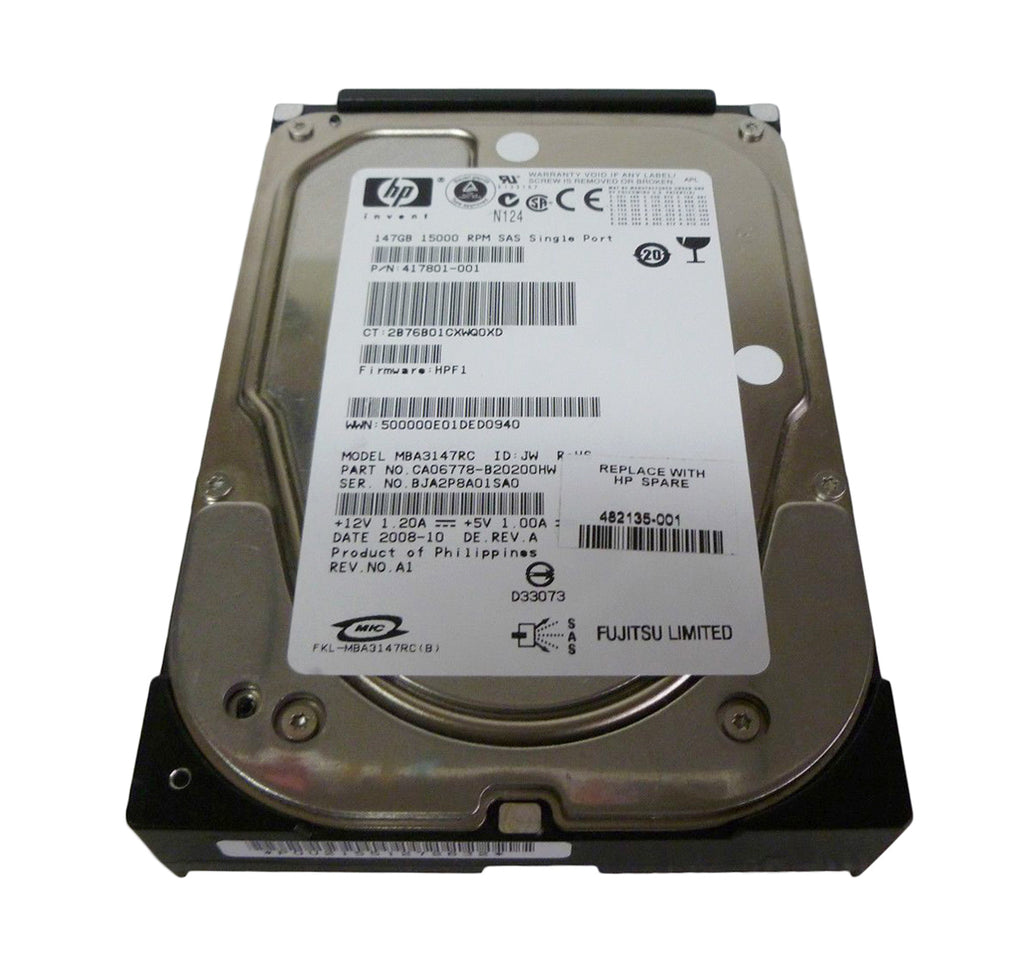 417801-001 - HPE 146GB SAS 15000RPM SP 3.5-inch Internal Hard Drive for ProLiant G1 G2 G3 G4 G5 G6 and G7