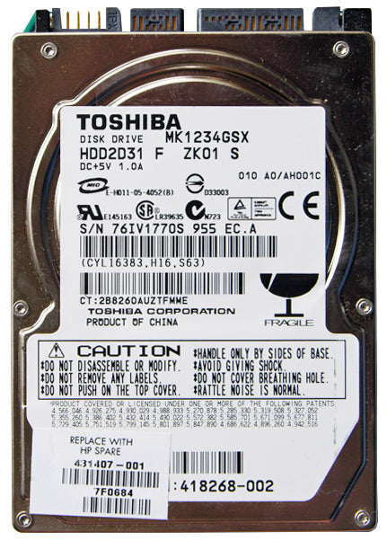 418268-002 - HP 120GB 5400RPM SATA 1.5GB/s 8MB Cache 2.5-inch Hard Disk Drive