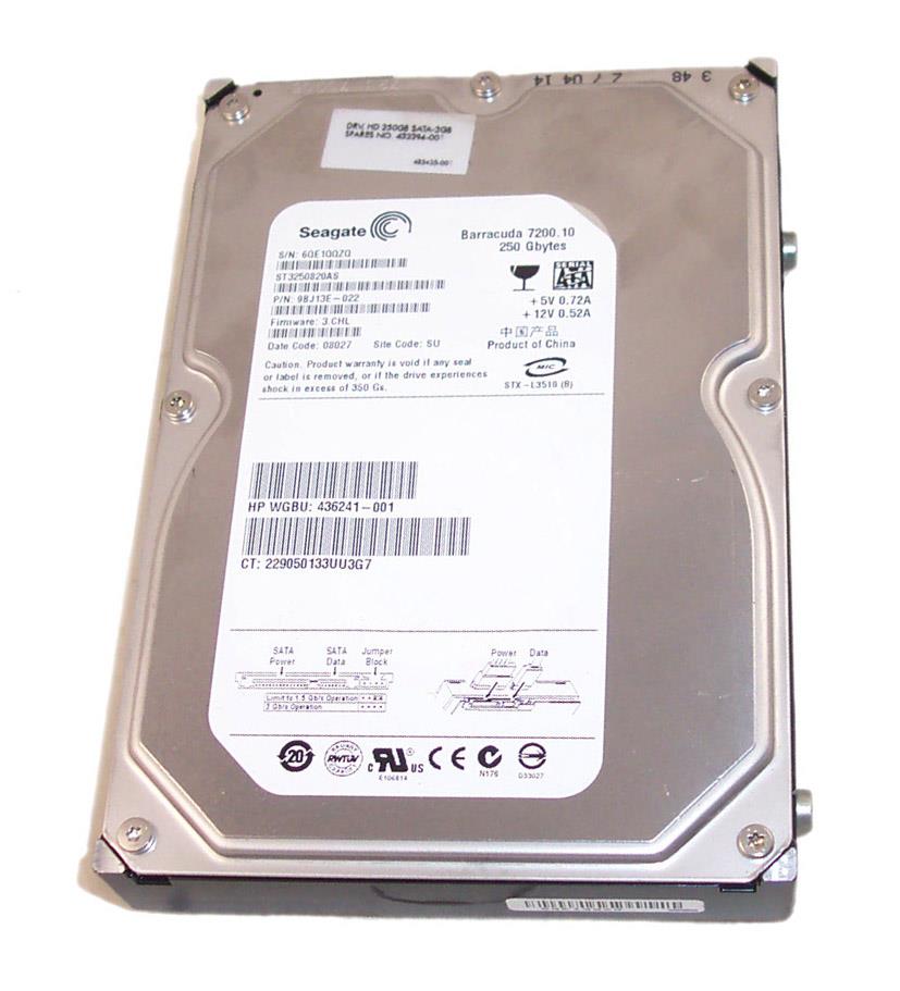436241-001 - HP 250GB 7200RPM SATA 3Gb/s 3.5-inch Hard Disk Drive