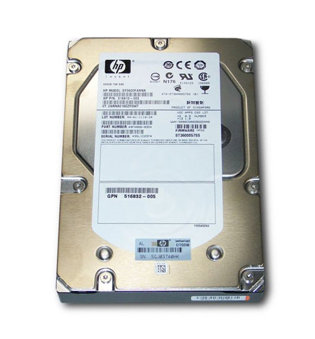 516810-003 - HPE 600GB SAS 6Gb/s Hot Swap 15000RPM 3.5-inch Internal Hard Drive with Tray for MSA