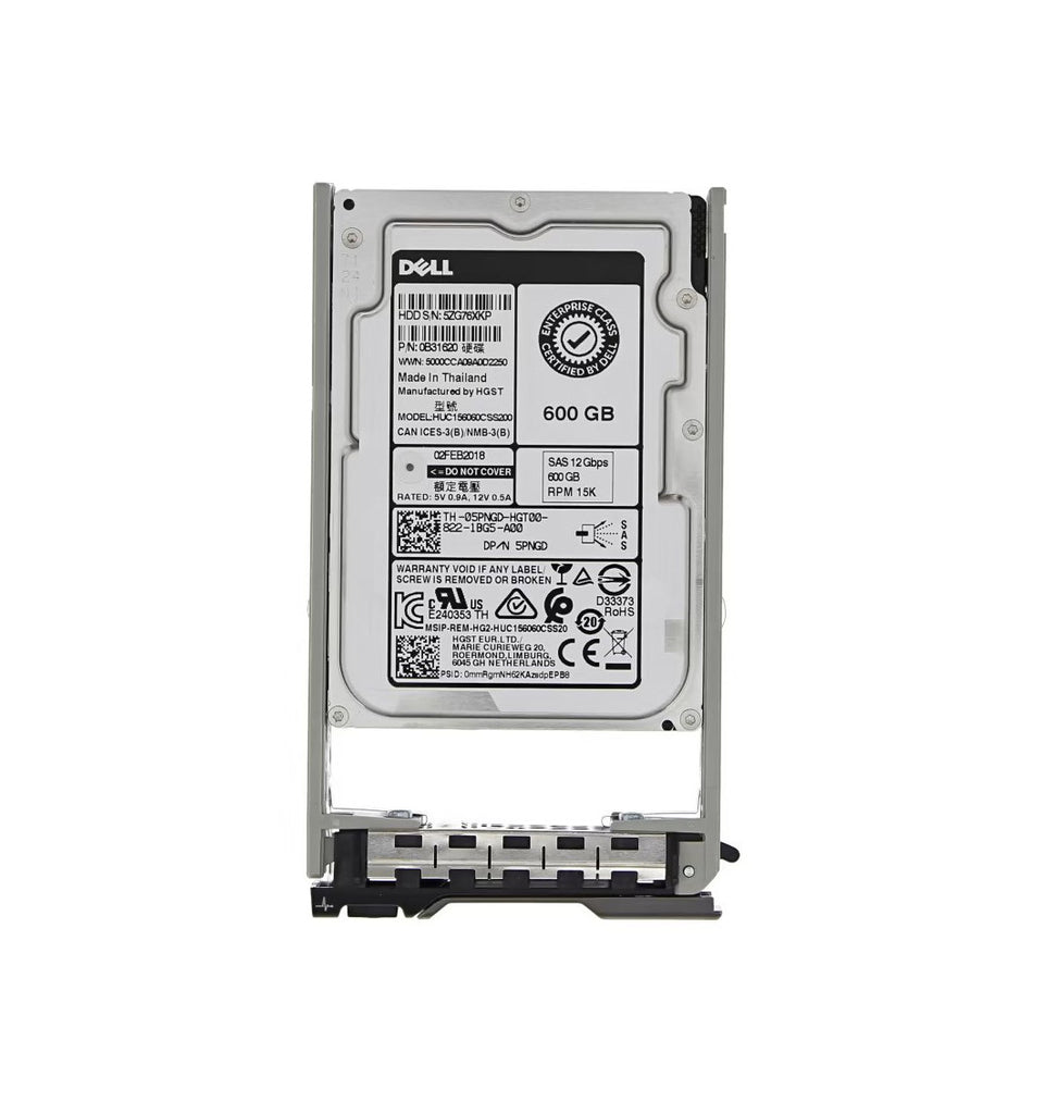 5PNGD - Dell 600GB SAS 12Gb/s Hot Swap 15000RPM 2.5-inch Internal Hard Drive with Tray for PowerEdge G13