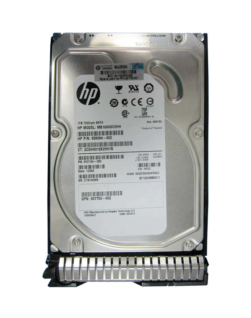 657739-001 - HPE 1TB SATA 6Gb/s 7200RPM SC 3.5-inch Internal Hard Drive for ProLiant G8 and G9