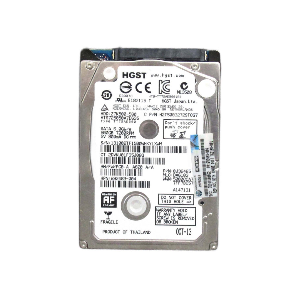 692483-004 - HP 500GB SATA 6Gb/s 7200RPM 2.5-inch Internal Hard Drive