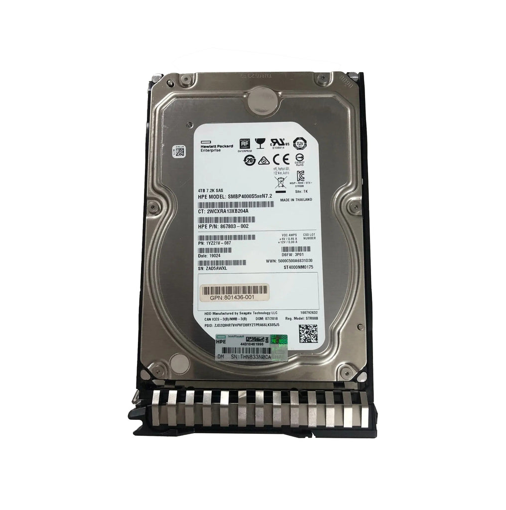 867803-002 - HPE 4TB SAS 12Gb/s Hot Swap 7200RPM 3.5-inch Internal Hard Drive with Tray for 3PAR StoreServ 20000