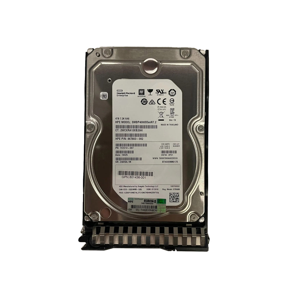 871868-001 - HPE 4TB SAS 12Gb/s Hot Swap Nearline 7200RPM 3.5-inch Internal Hard Drive with Tray for StoreServ 20000