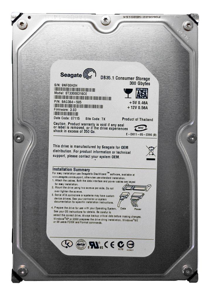 9AG384-505 - Seagate 300GB 7200RPM 8MB Cache SATA 1.5Gb/s 3.5-inch Hard Disk Drive
