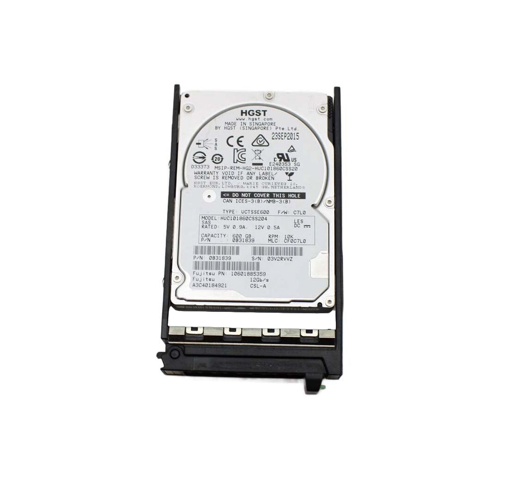 A3C40184921 - Fujitsu 600GB SAS 12Gb/s 10000RPM (512n) 2.5-inch Internal Hard Drive with Tray