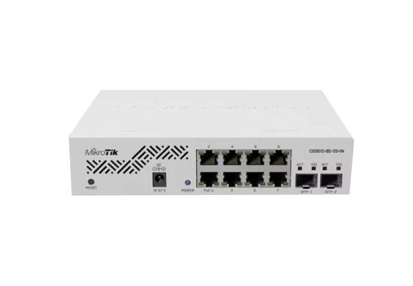 CSS610-8G-2S+IN - MikroTik CSS610 8-Ports 10/100/1000BASE-T Ethernet Layer 3 Rack-mountable Managed Network Switch with 2-Ports SFP+