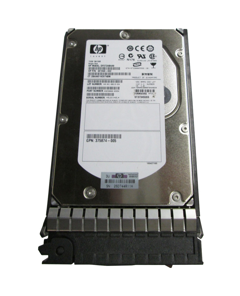DF072ABAA8 - HP 73GB 15000RPM SAS 3Gb/s Hot-Swap 3.5-inch Hard Disk Drive
