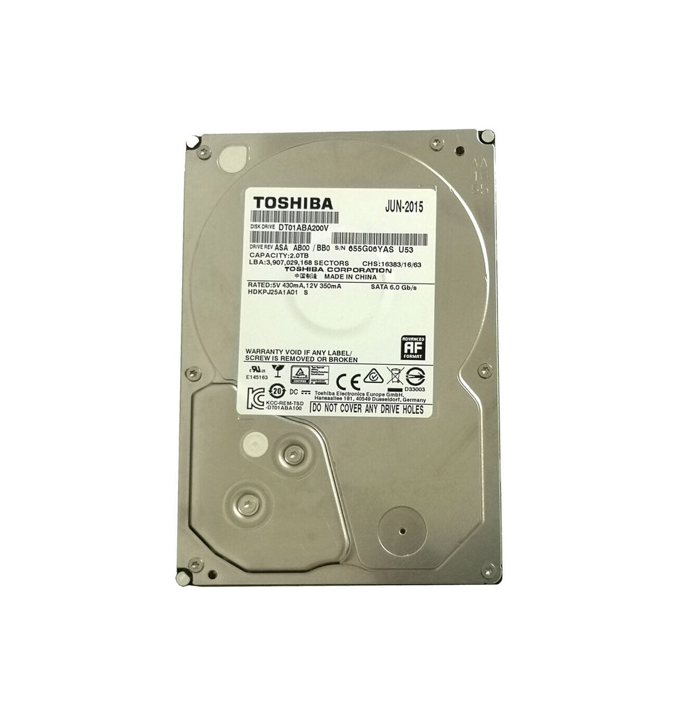 DT01ABA200V - Toshiba Surveillance DT01-V 2TB SATA 6Gb/s 5700RPM 32MB Cache (512e) 3.5-inch Internal Hard Drive
