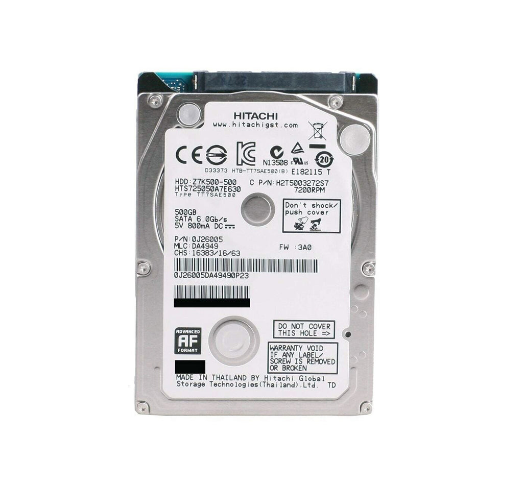 H2T5003272S7 - Hitachi Travelstar Z7K500 500GB SATA 6Gb/s 7200RPM 32MB Cache (512e) 2.5-inch Internal Hard Drive
