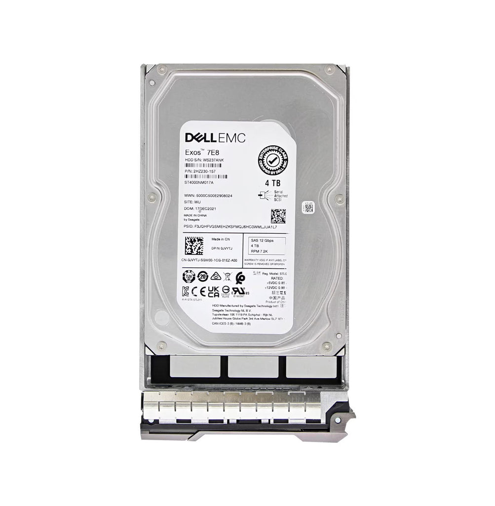 JVYTJ - Dell 4TB SAS 12Gb/s Hot Swap 7200RPM 3.5-inch Internal Hard Drive with Tray for SCv2000 SCv3000 and SC4000