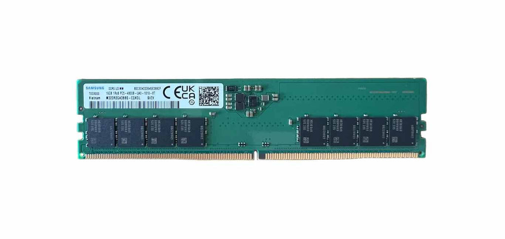 M323R2GA3BB0-CQKOL - Samsung 16GB 4800MHz DDR5 PC5-38400 Non-ECC CL40 288-Pin DIMM 1.1V Single Rank x8 Memory Module