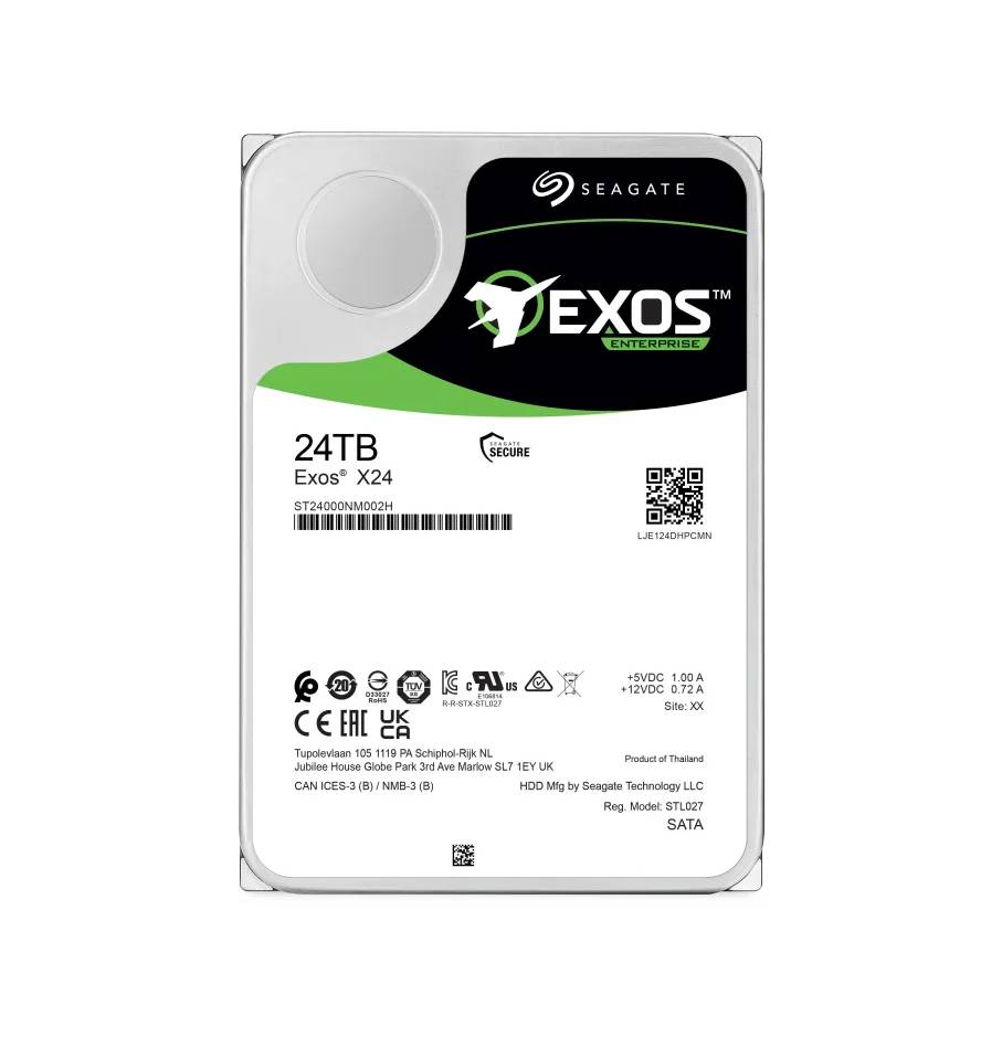 ST24000NM002H - Seagate Exos X24 24TB SATA 6Gb/s 7200RPM 512MB Cache (ISE / 512n) 3.5-inch Internal Hard Drive