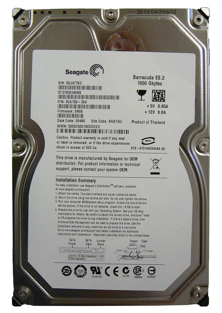 ST31000340NS - Seagate Barracuda ES.2 1TB 7200RPM 32MB Cache SATA 3Gb/s 3.5-inch Hard Disk Drive