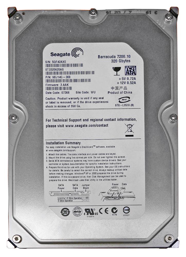 ST3320620AS - Seagate Barracuda 7200.10 320GB 7200RPM 16MB Cache SATA 3Gb/s 3.5-inch Hard Disk Drive