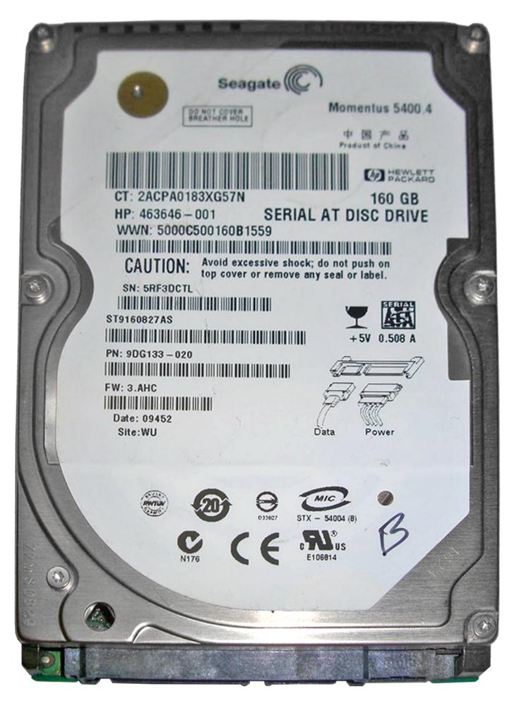 ST9160827AS - Seagate Momentus 5400.4 160GB SATA 3Gb/s 5400RPM 8MB Cache (512) 2.5-inch Internal Hard Drive
