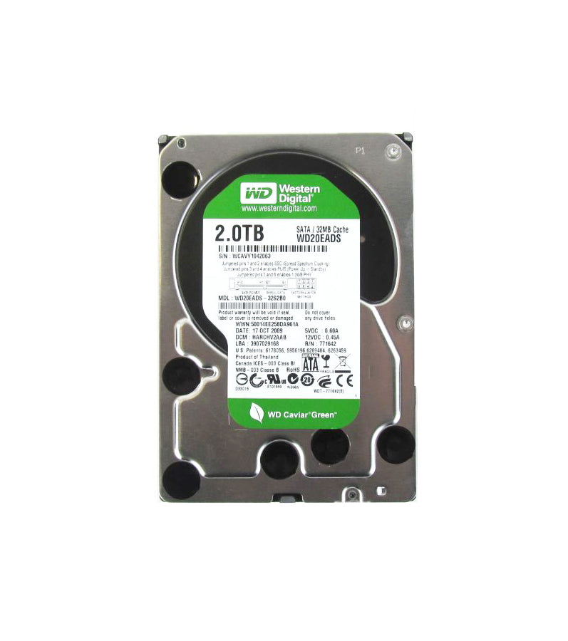 WD20EADS-32S2B0 - Western Digital Caviar Green 2TB SATA 3Gb/s 5400RPM 32MB Cache 3.5-inch Internal Hard Drive