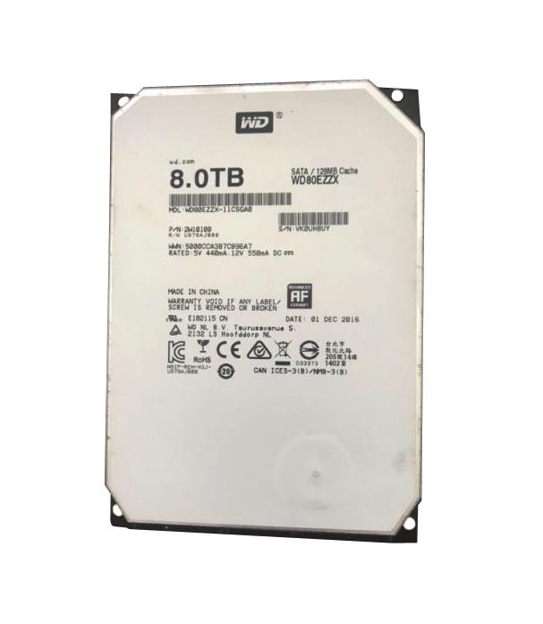 WD80EZZX - Western Digital 8TB 5400RPM SATA 6Gb/s 128MB Cache 3.5-inch Hard Drive