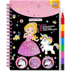 FUNNYB&G Foil Art Craft Activity for Kids - Halloween Crafts Gift Party Favors for Kids Fun Art Supplies Creative Birthday Gift Travel Toys for Girls Boys 4 5 6 7 8 9 Years Old(Princess)