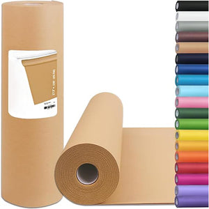 Vanhench Brown Wrapping Paper, Craft Kraft Paper 17.5"x 1200"(100') for Gift Wrapping Bulletin Board Arts & Crafts, Bouquet Flower Table Covering Poster Packing Shipping Christmas Supplies 70GSM 50LB