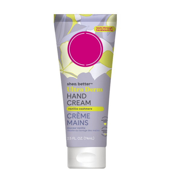 Tube of eos Ultra Derm Hand Cream on a light gray background