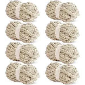 HOMBYS Khaki Chunky Chenille Yarn for Crocheting, Bulky Thick Fluffy Yarn for Knitting,Super Bulky Chunky Yarn for Hand Knitting Blanket, Soft Plush Yarn, 8 Jumbo Pack (27 yds,8 oz Each Skein)