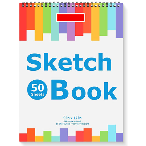 9" x 12" Sketch Book, 2-Pack 50 Sheets Spiral Bound Art Sketchbook, Acid Free Artist Drawing Book Paper, Art Supplies for Adults Kids, Craft Activities, Sketch Paper for Drawing Coloring Sketching