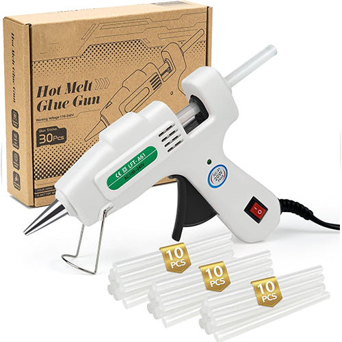 SHJADE Mini Hot Glue Gun Kit with 30 Glue Sticks - Fast Preheating Hot Melt Gun, High Temp for School Crafts DIY Arts and Quick Home Repairs(White)