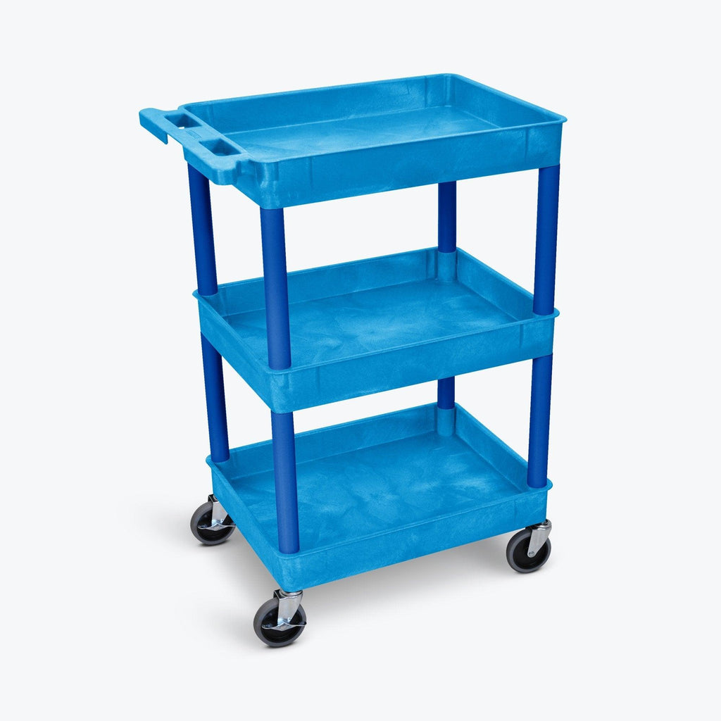 LUXOR Heavy-Duty 3-Tier Mobile Utility Cart – 300 lb Capacity