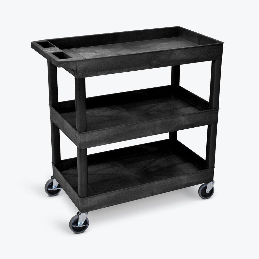 LUXOR Heavy-Duty 3-Shelf Utility Cart – 400 lb Capacity, 18" Wide Design