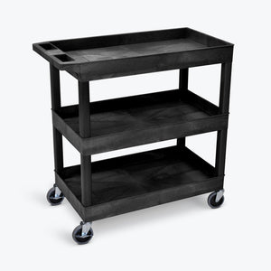 LUXOR Heavy-Duty 3-Shelf Utility Cart – 400 lb Capacity, 18" Wide Design