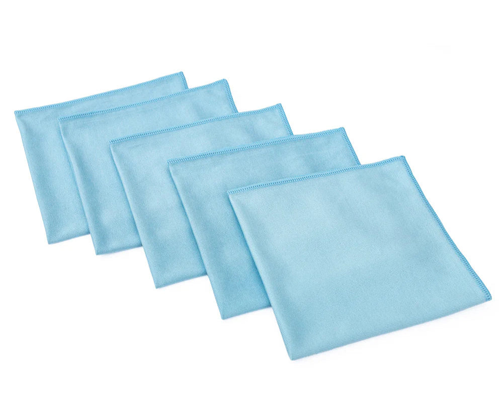 THE RAG COMPANY Premium GLASS and WINDOW Towel (5 Pack)- BLUE 16x16